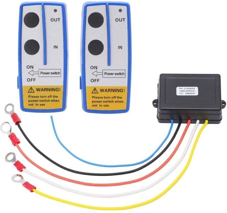 Kit Télécommande Treuil Sans Fil 75 Pieds Alimentation Batterie Antenne Intégrée LED Universel Voiture VTT Camion