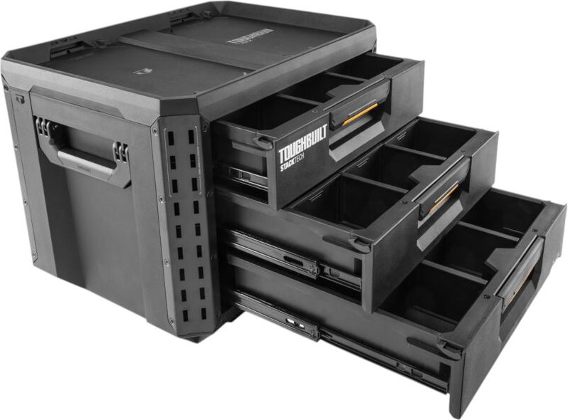 Toughbuilt StackTech TB-B1-D-70-3 XL Werkzeugkiste Box mit 3 Schubladen 53 x 40 x 39 cm + 22x Trennwand