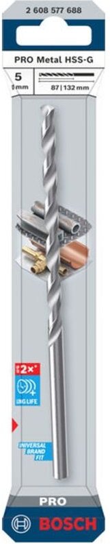 Bosch PRO Spiralbohrer Metal HSS-G, 5 x 87 x 132 mm