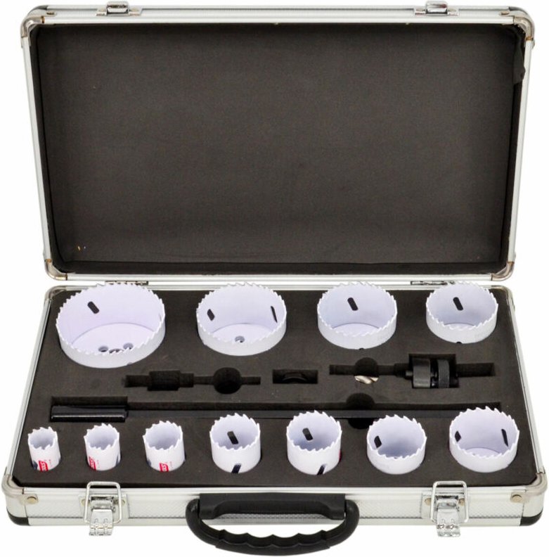 AWTOOLS Bimetall-Lochsägen-Set im Koffer, 15-teilig, 19–76 mm, Black Line