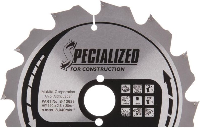 Makita Handkreissägeblatt für Baustelle 190 x 30 mm • 12 Zähne