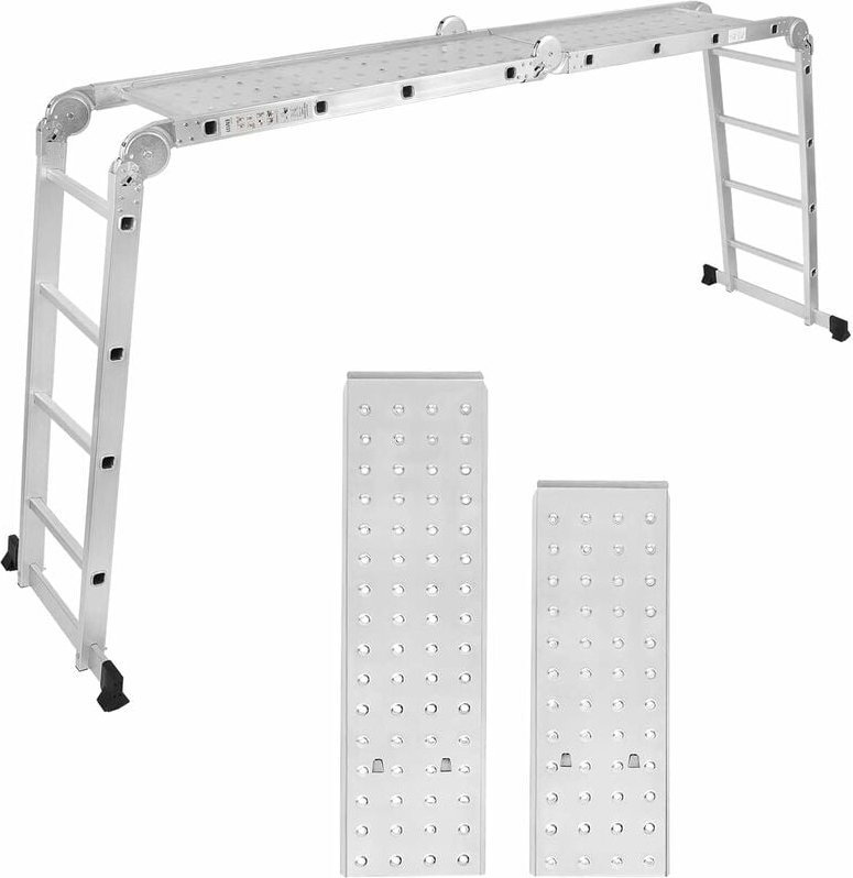 6 in 1 Mehrzweckleiter Aluminum Gelenkleiter Leiter Klappleiter Kombileiter Silber Multifunktionsleiter Vielzweckleiter ...