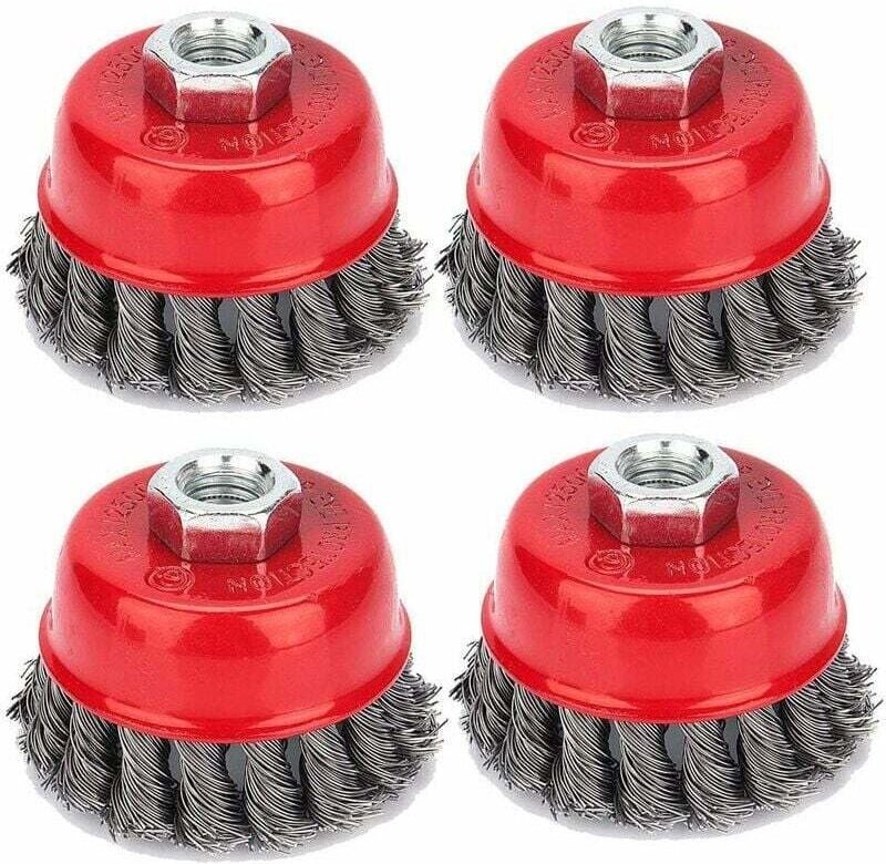 Vtizikl Set mit 4 konischen Bürsten, Schleifbürsten, Drahtbürste, Topfbürste, Schleifbürsten für Winkelschleifer, Korros...