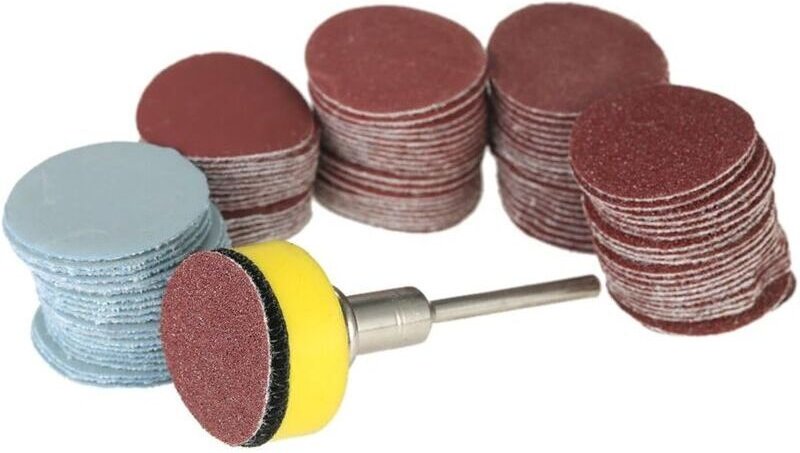 100 Stück 25 mm (1 Zoll) Schleifscheiben, Schleifpapier Körnung 100-3000 mit 1-Zoll-Polierpad und 1/8-Zoll-Schaft für Dr...