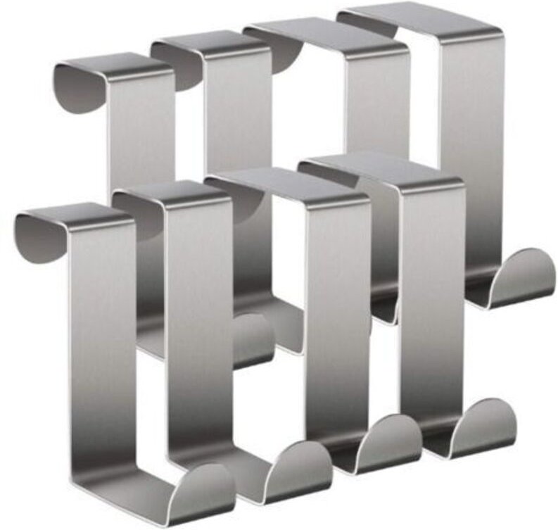 8 Türhaken aus Edelstahl in Z-Form, Wendbare Haken für Standardtüren, Schubladen, Schränke, Küchenschränke