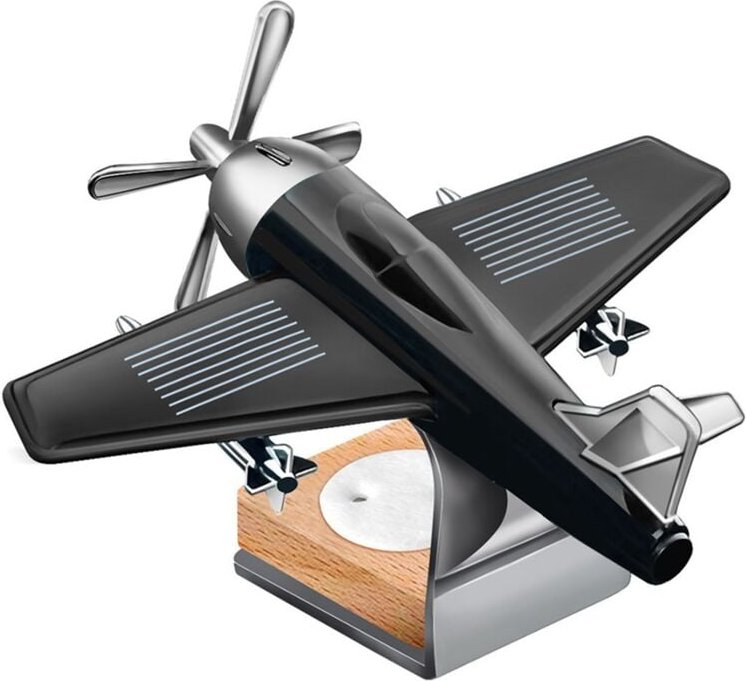 Tlily - Solarbetriebene rotierende Flugzeug-Desktop-Dekoration, Innenraum, Auto, Kindergeburtstagsgeschenk, a
