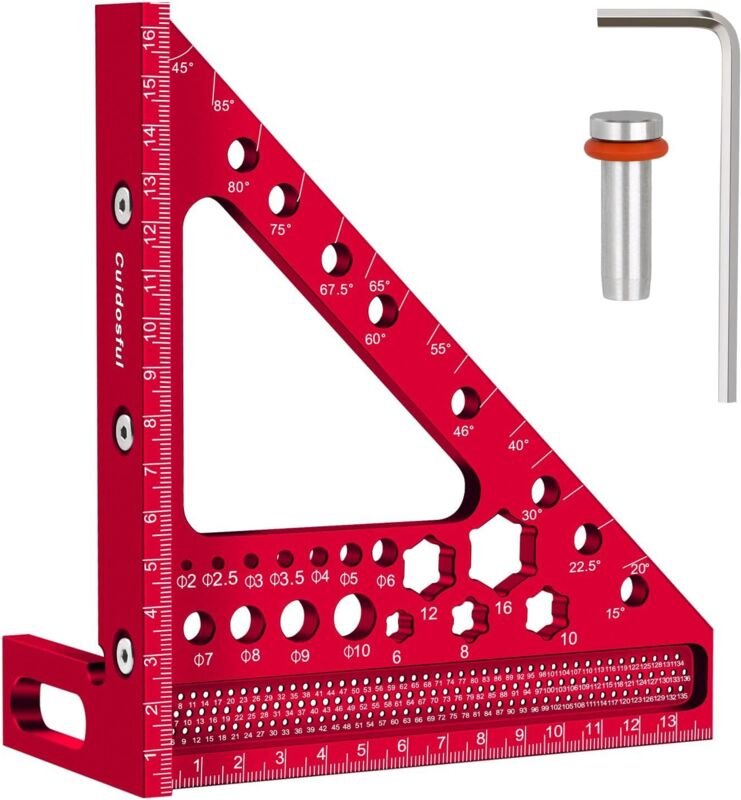 3D-Gehrungswinkel,Präzisions Messwerkzeug für Holzbearbeitung, Multifunktionaler Winkelmesser, 15-90 Grad, Aluminiumlegi...