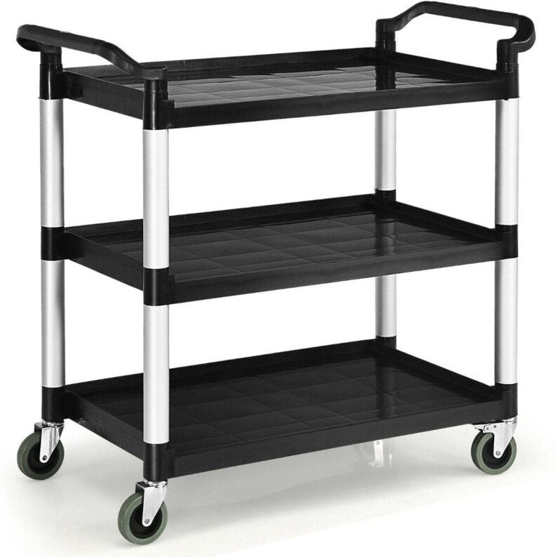3 stufiger mehrzweckwagen mit radern und bremssystem schwarz