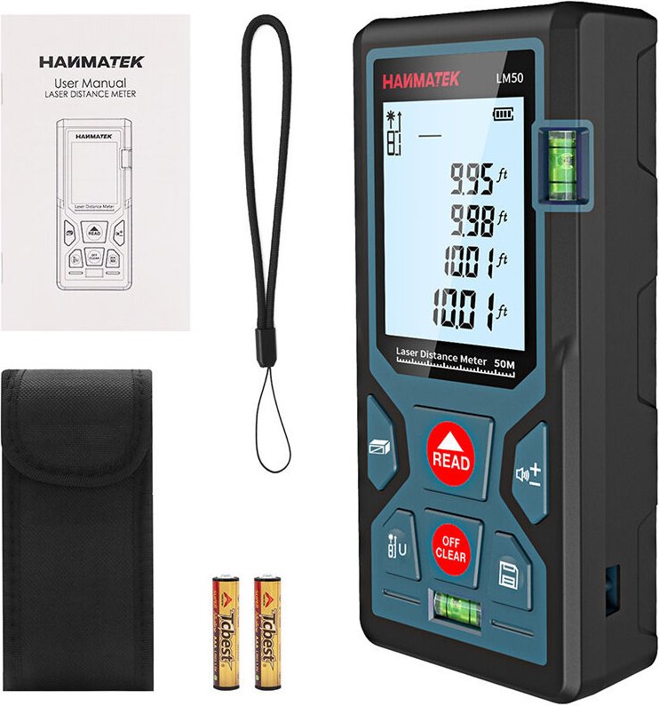 50-m-Digital-Laser-Entfernungsmesser, tragbarer Laser-Entfernungsmesser, Längen-/Flächen-/Volumenmessung/Satz des Pythag...