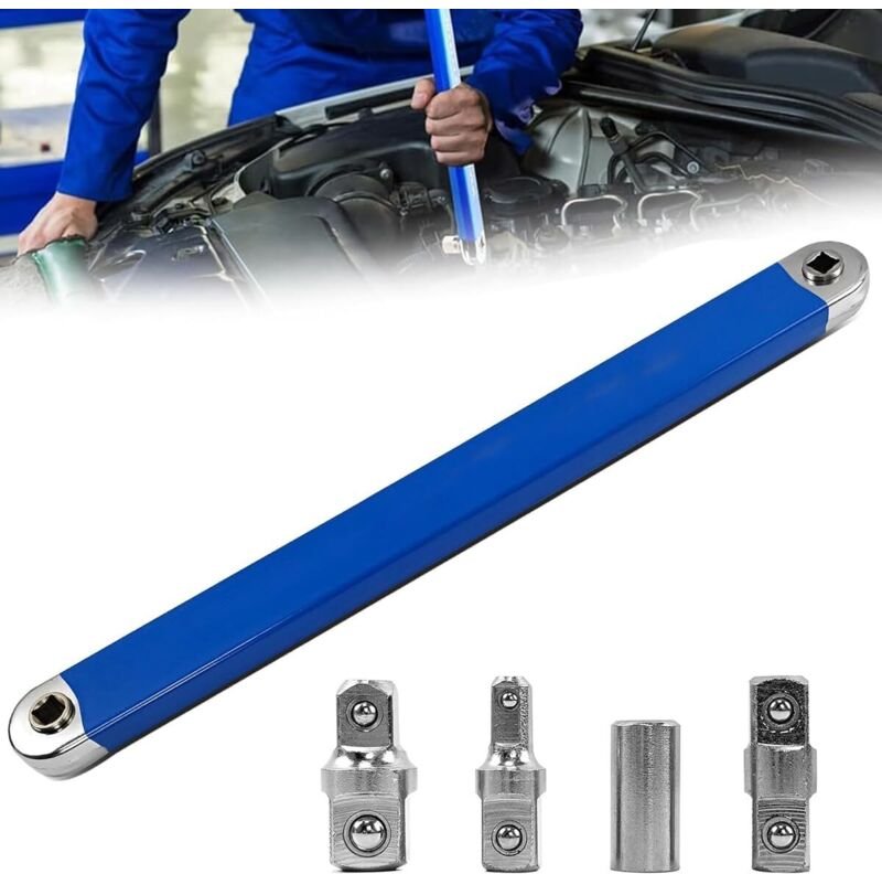 Verlängerungsschlüssel, Federschlüssel mit 1/2", 1/4" und 3/8" Antriebsadapter, multifunktionaler Ratschenschlüssel für ...