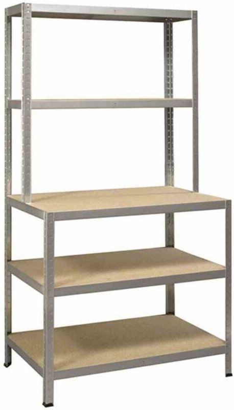 Ironside - Steckregal Holz/Metall 186x100 cm mit Werkbank, Tragk.200 kg