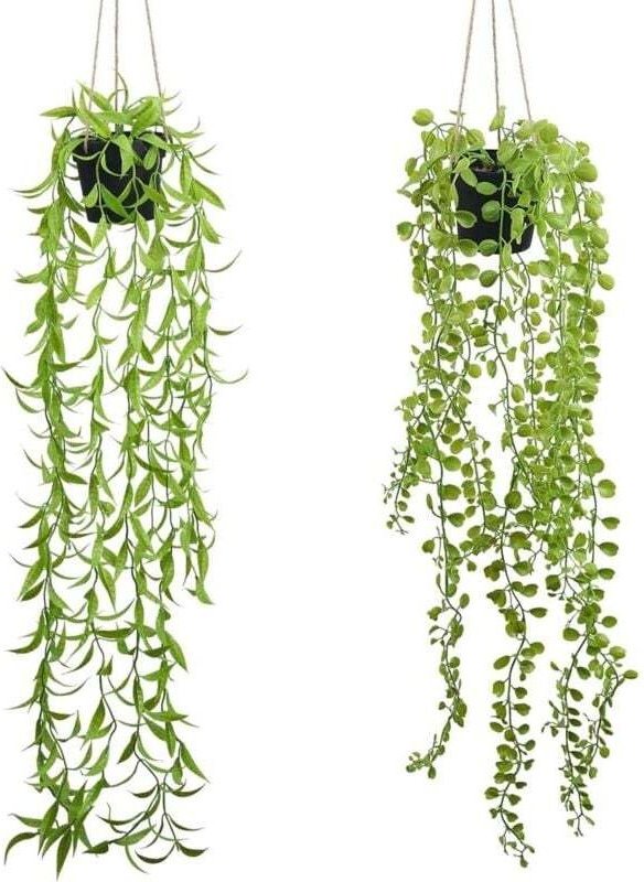 Vtizikl Plantes artificielles suspendues avec pots de fleurs, adaptées aux étagères, bureaux, décoration extérieure (thé...