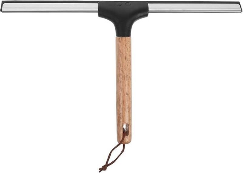 Flauschiger Duschtürabzieher mit Holzgriff für Fenster, Spiegel und Badezimmerglas, ergonomisch, kratzfest für einfache ...