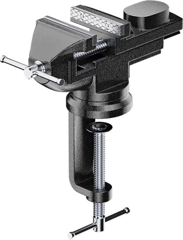 360° Drehbar Schraubstock mit Amboss und Achse, 60 mm Spannweite Tischschraubstock Fixieren Feststehend von Werkstück fü...