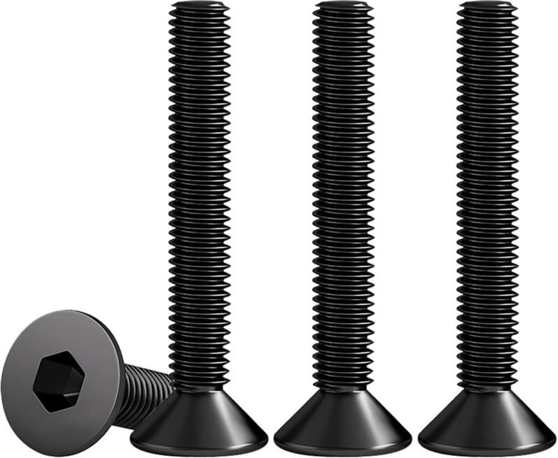 Senkkopfschrauben M5 x 50 mm mit Innensechskant aus Edelstahl A2 V2A, DIN 7991 / ISO 10642, schwarz, durchgehendes Gewin...