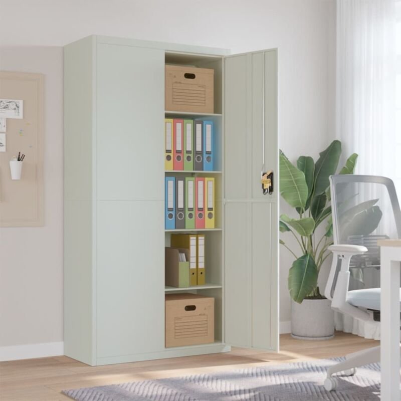 Aktenschrank Hellgrau 90x40x180 cm Stahl - Vidaxl