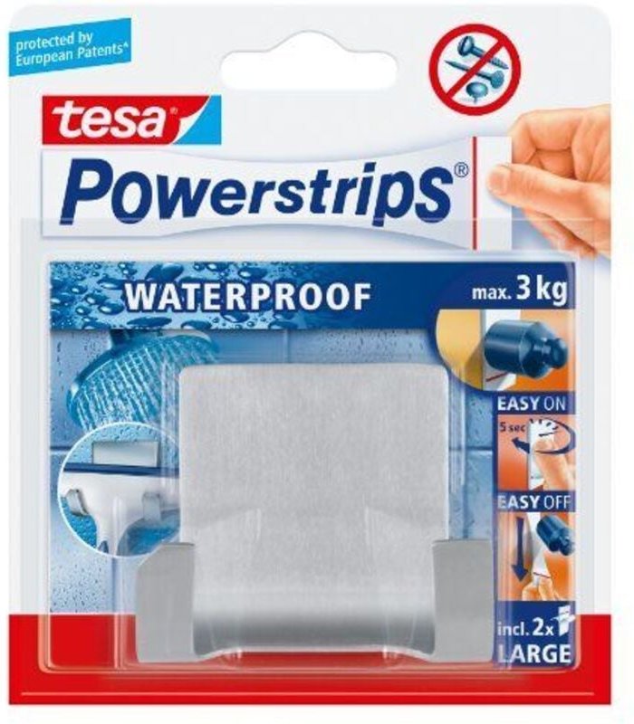 Unbekannt - tesa Duohaken Powerstrip Metall, waterproof Haushaltsklebeband & Klebehaken