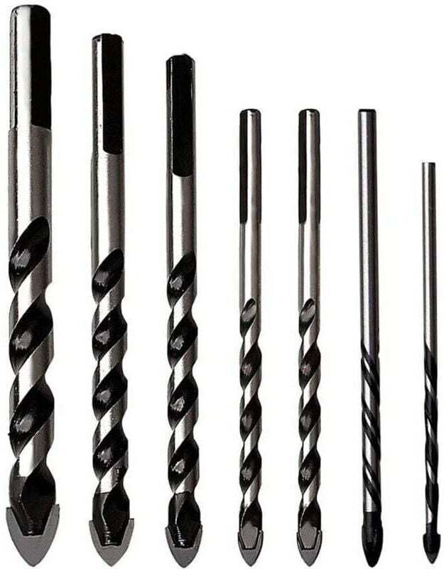 Set mit 7 Mehrkomponenten-Hartmetallbohrern für Porzellan, Keramik, Beton, Ziegelwände, Glas, Spiegel usw.