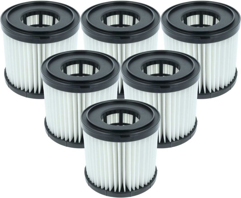 vhbw 6x Faltenfilter kompatibel mit Hart HPWD01B Staubsauger - Patronenfilter Schwarz Weiß