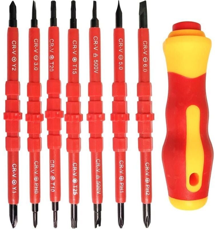 7-teiliges isoliertes Elektriker-Schraubendreher-Set, 14-in-1 austauschbares Elektriker-Reparaturset aus Aluminiumlegier...