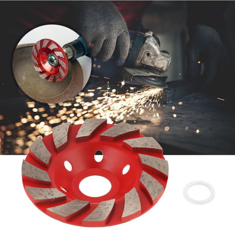 Ej.life - 1 Stück 100 mm Diamantsegment-Schleifscheibe für Granit, Mauerwerk, Stein, Beton, Keramik, Polieren (rot)