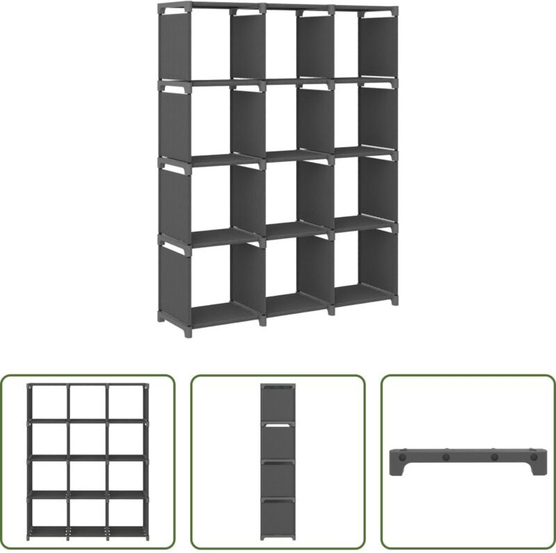 Würfelregal - Würfel-Regal 12 Fächer Grau 103x30x141 cm Stoff