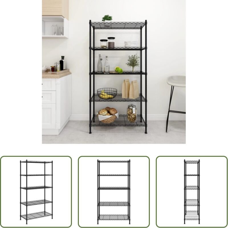 vidaXL Lebensmittel aufbewahren - Lagerregal mit 5 Böden 90x35x180 cm Schwarz 250 kg