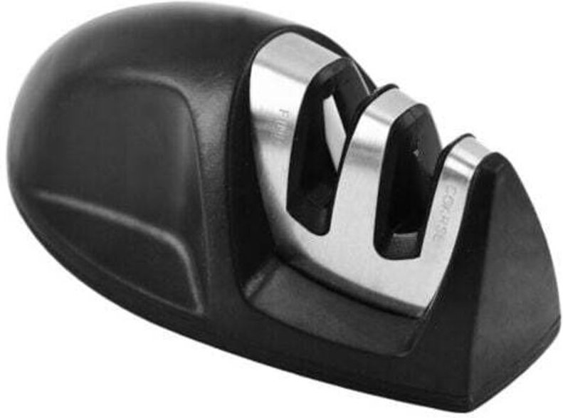 Professioneller 2-in-1-Küchenmesserschärfer (Schwarz) – Manueller Schärfer für Edelstahl- und Keramikmesser aller Größen...