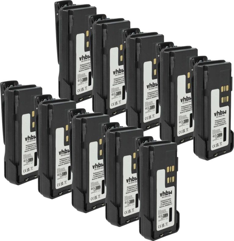 vhbw 10x Akku Ersatz für Motorola PMNN4543, PMNN4544, PMNN4543A für Funkgerät, Walkie Talkie (3000 mAh, 7,4 V, Li-Ion) +...