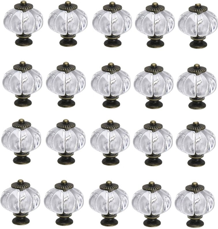 BEBUSINGOTO 20er-Pack transparente Kürbisknöpfe aus Acryl für Türen, Schränke, Schubladen, Kommoden, Kleiderschränke, Kü...