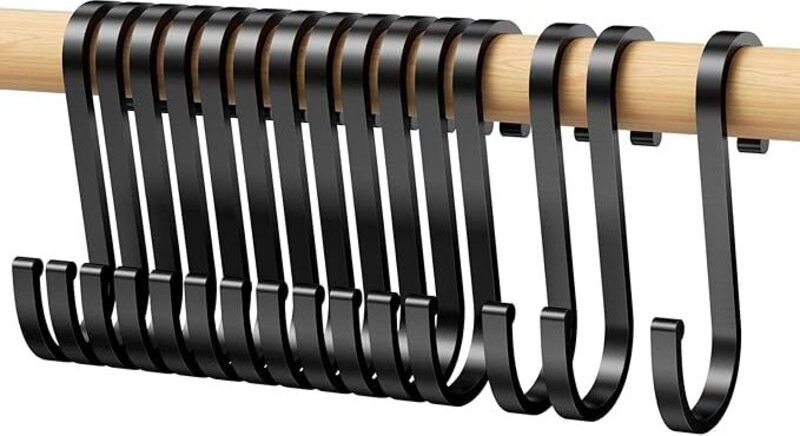 15 stück S Haken, S-Haken Schwarz Aluminium Hängehaken Rostfreie Haken für Küche, Badezimmer, Metallhaken zum Aufhängen ...