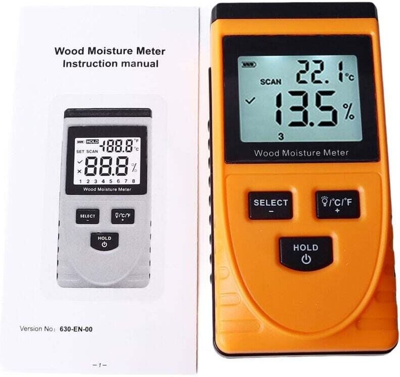 WT630 Holzfeuchtemessgerät, stiftloser Induktions-Multifunktions-Digitaldetektor, 8-stufige Einstellung, zerstörungsfrei...
