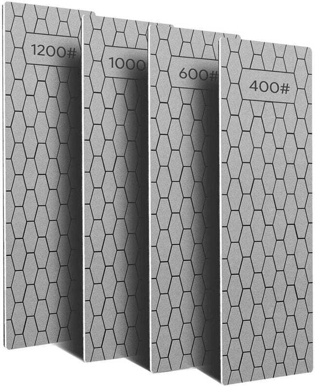 Set mit 4 wabenförmigen Diamant-Schärfsteinen, Körnungen 400, 600, 1000, 1200