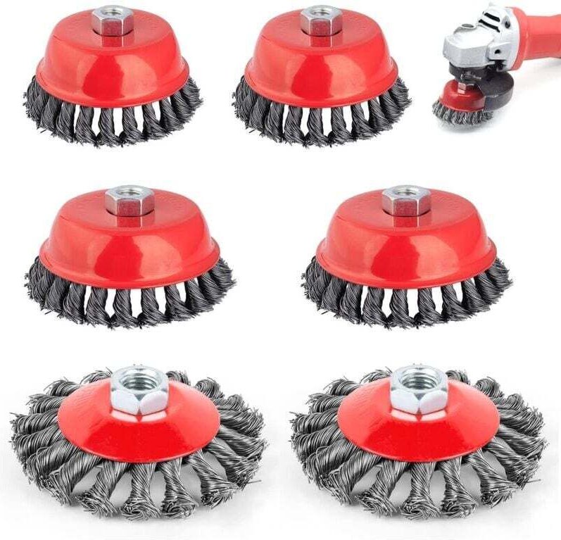 6-teiliges Drahtbürsten-Set für Bohrmaschinen, Winkelschleifer, konische Stahlbürsten mit M14-Gewinde, 75 mm und 100 mm ...