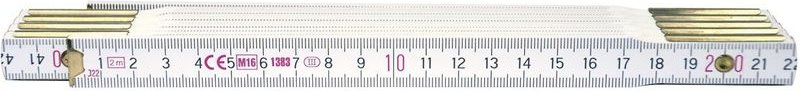 Metrie - Holz-Gliedermaßstab 10 Glieder sichtbare Feder 2m EG-Prüfzeichen Genauigkeit iii