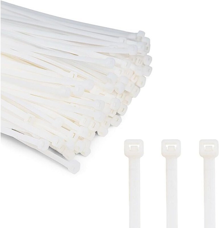 Professionelle Stahlkabelbinder, weiß, 200 x 3,6 mm, 500 Stück, Kunststoffkabelbinder.