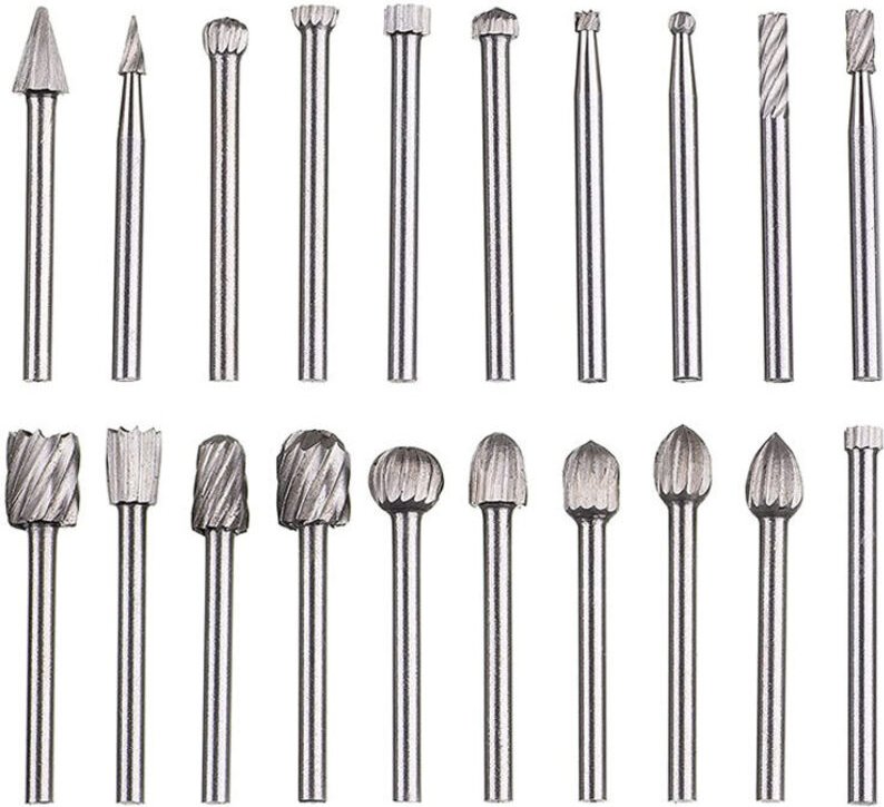 20-teiliges Rotationsfeilenset, Hartmetallfeilen, HSS-Rotationsfeilenköpfe, Dremel-Rotationswerkzeug, 3-mm-Schaft (1/8")...
