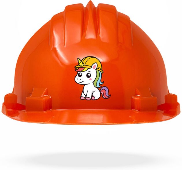 TAMS® Kinderhelm - Drehverschluss Orange Einhorn