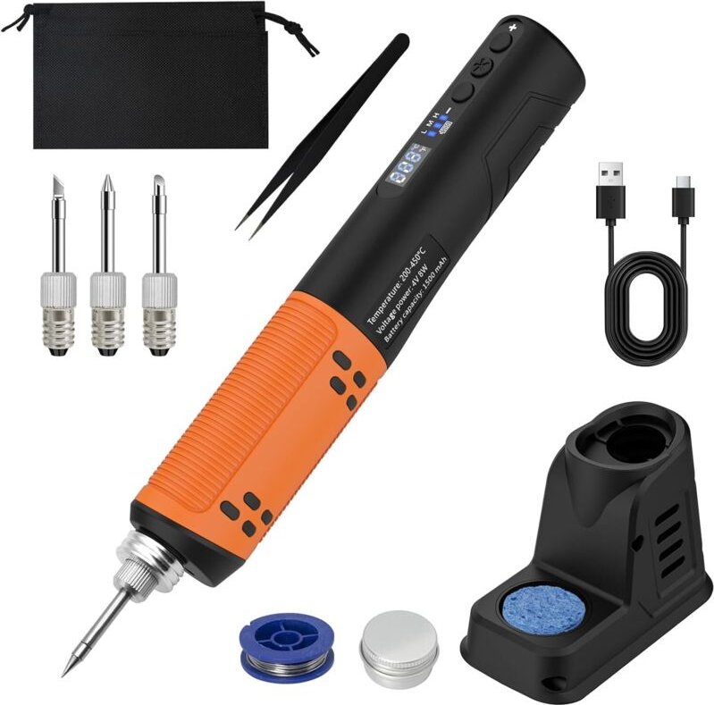 Lötkolben Set LCD Soldering Iron Temperatur Einstellbar 200450 ℃ 3 Lötspitzen USB Lötset schnelles Aufheizen für Reparat...