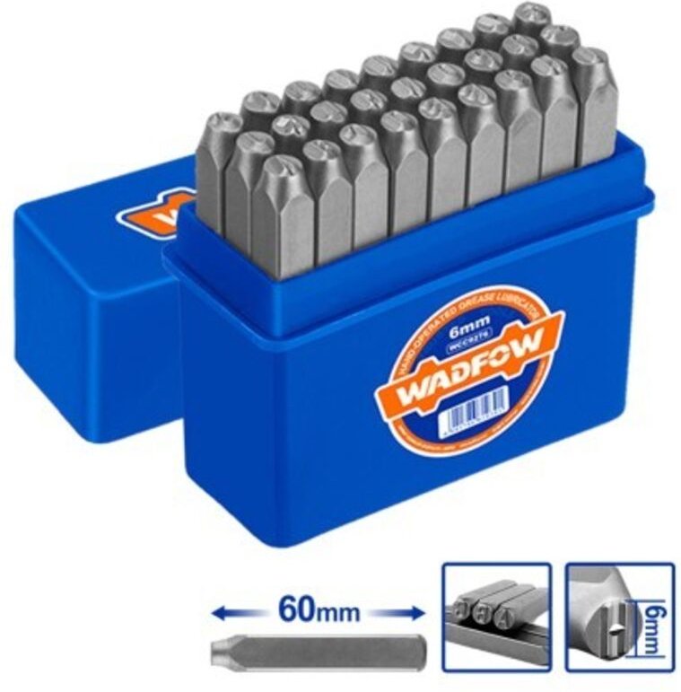 WADFOW 27-teiliges Alphabet-Markierungsmeißel-Set, 6 mm – Kohlenstoffstahl, HRC48–52°