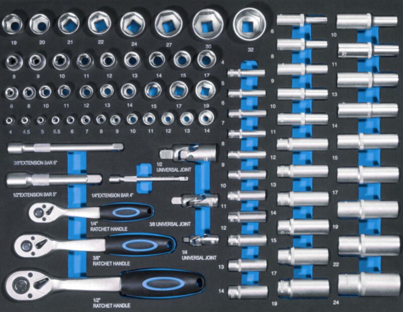 GI 3/3 Steckschlüssel Set 1/4" 3/8" 1/2" 80 teilig