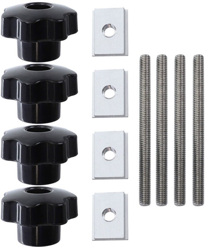 Spezielles Zubehör für T-Nut-Schienen für die Holzbearbeitung (4 Griffe + 4 Gewindestangen + 4 kleine M8-Schienen)