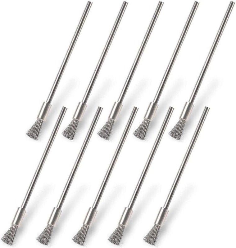 10-teiliges Edelstahl-Drahtbürstenset für Bohrmaschinen, kleine 3-mm-Stahldrahtbürsten zur Reinigung von Rost, Korrosion...
