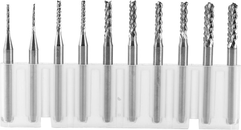 Satz mit 10 Hartmetall-Gravierfräsern, Schnittdurchmesser: 1,0 1,5 2,0 2,5 3,0 mm
