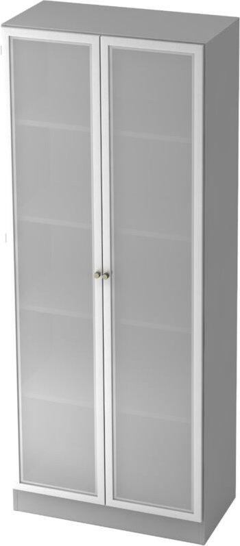 bümö office Aktenschrank - 5 Ordnerhöhen Grau/Milchglaß