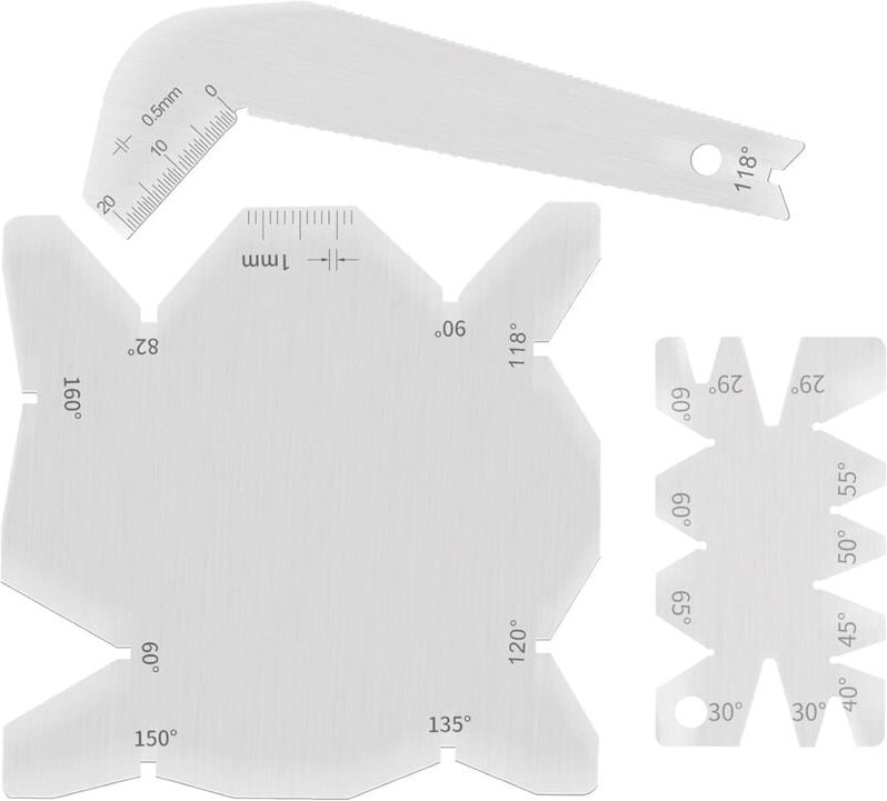 3-teiliges Winkelmesser-Set, 118°-Stahlwinkel-Bohrerschärfwerkzeug + Inspektionslehre + Winkelmesslehre mit PU-Tasche fü...
