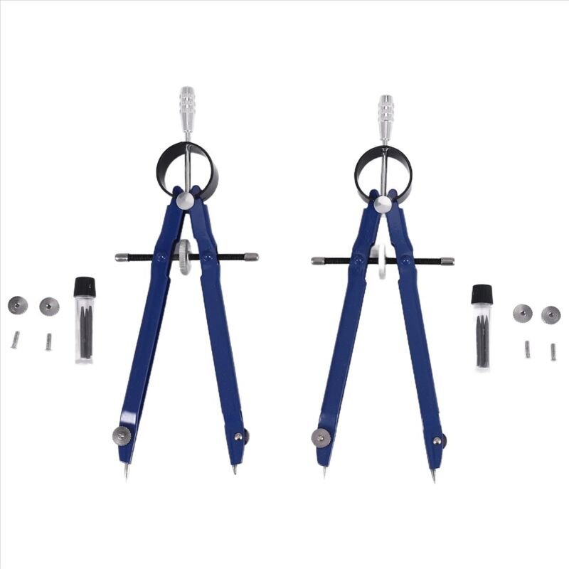 2er-Pack Zeichenzirkel mit Arretierung, Geometrie-Zirkel aus Metall, ideal für Kunststudenten und Bü