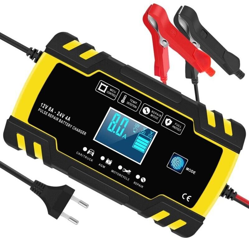 Intelligentes 12V/24V 8A Batterieladegerät, 3-stufiges Ladegerät, Erhaltungsladegerät und automatische Reparaturfunktion...