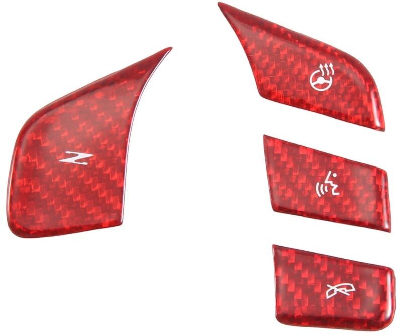 Carbonfaser-Lenkradknopf-Aufkleber, Verkleidungsabdeckung für C8 2020-2023, Roter Beheizter Knopfaufkleber