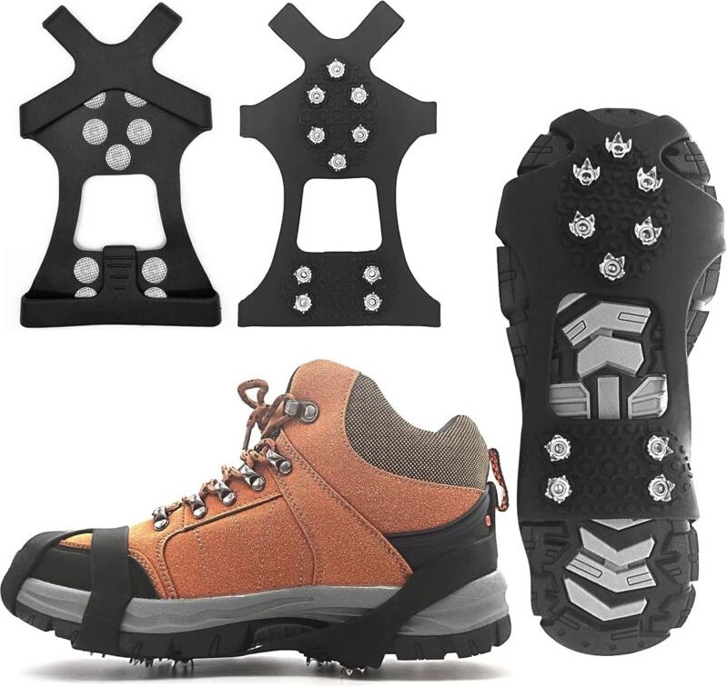 Alovez Schuhspikes, IJIAMY Spikes für Winterschuhe, Steigeisen für Bergstiefel, 10 Spike-Schneekettenschuhe, Snowline Ch...